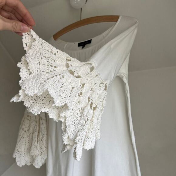 Vintage white cotton crochet bell sleeve boho top summer hippie funky fairy - Picture 2 of 11